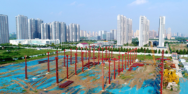 壹定发工业园钢结构厂房航拍图